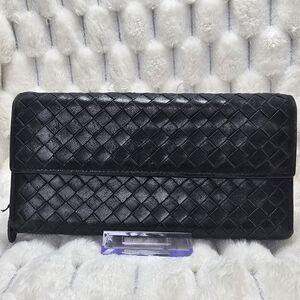 Bottega Veneta Black Woven Leather Wallet